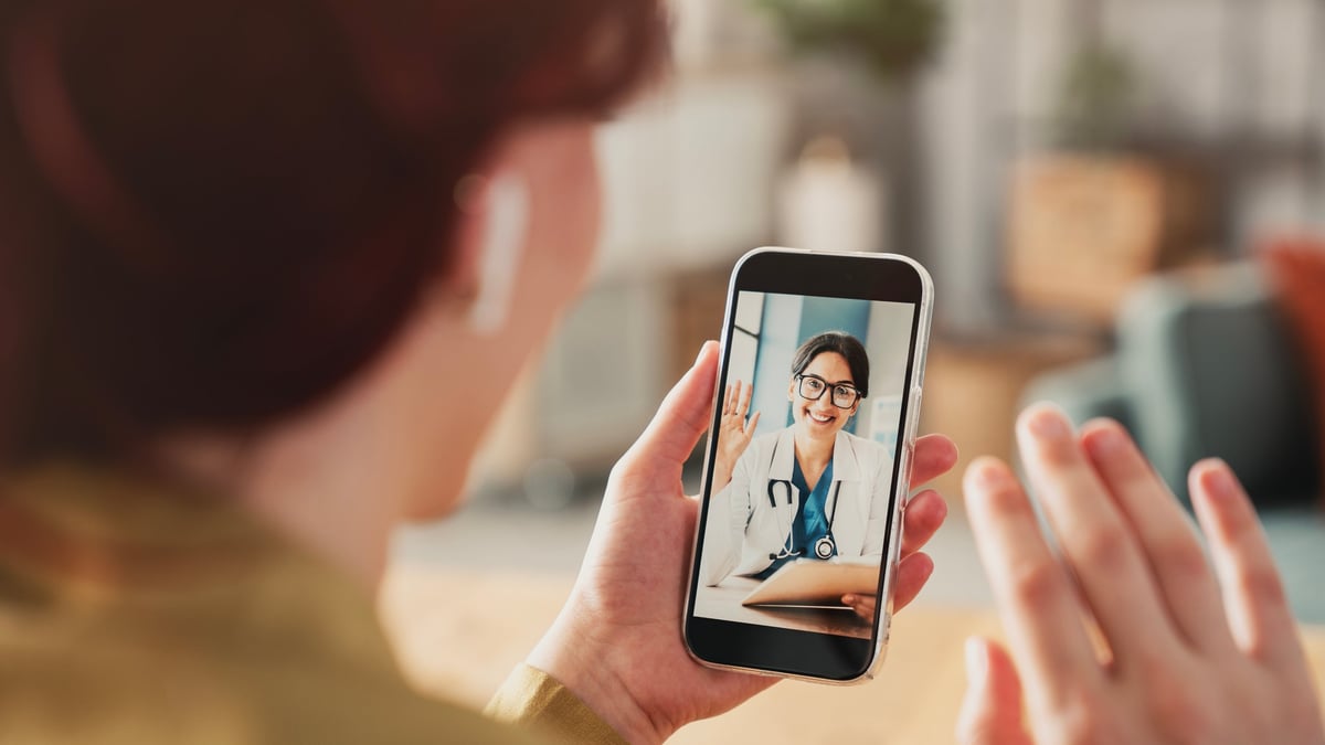 Telemedicine video call between doctor and patient